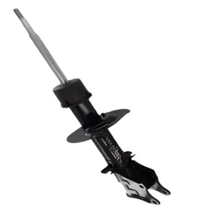 AMORTECEDOR FIAT PALIO vista frontal, destacando haste cromada e corpo de aço preto.