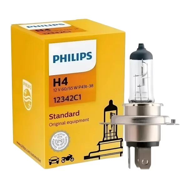 LÂMPADA H4 PHILIPS HALÓGENA 12V 60/55W - Iluminação Automotiva de Alta Qualidade