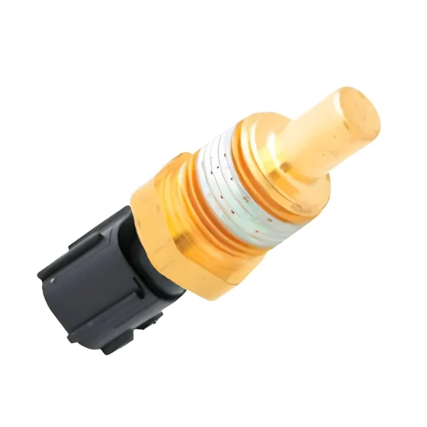 SENSOR TEMPERATURA VALCLEI com conector preto e corpo metálico dourado - vista lateral