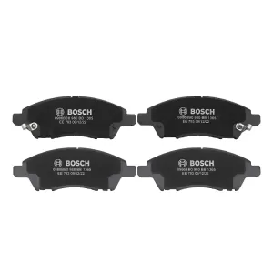 PASTILHA FREIO BOSCH 0986BB0980 vista traseira — Detalhe das quatro pastilhas dianteiras com acabamento original Bosch.