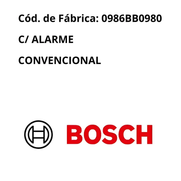 PASTILHA FREIO BOSCH 0986BB0980 com alarme convencional — Produto original Bosch, código de fábrica 0986BB0980, de alta performance.