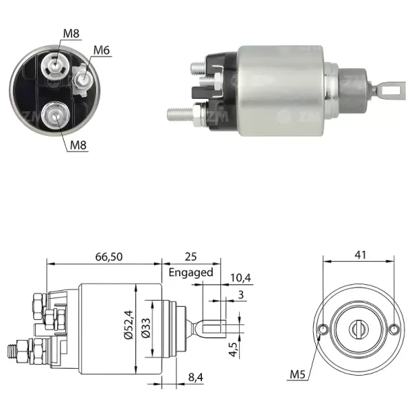 CHAVE MAGNÉTICA 2339305177 BOSCH com medidas e dimensões técnicas
