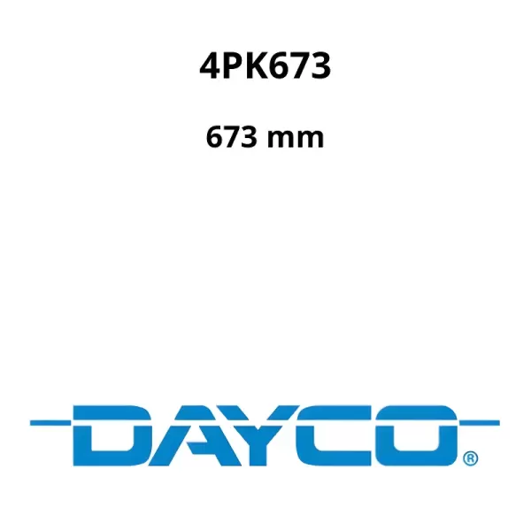 CORREIA POLY-V 4PK673 DAYCO 673 mm – identificação do modelo e logotipo Dayco