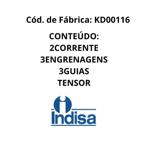 KIT DISTRIBUIÇÃO VERSA MARCH – especificações do produto KD00116: 2 correntes, 3 engrenagens, 3 guias e tensor