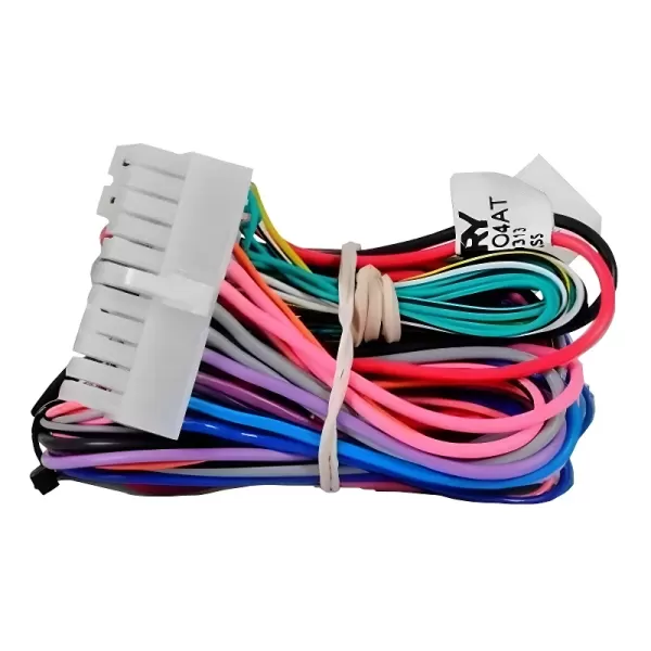 Chicote principal do MÓDULO VIDRO UNIVERSAL TURY PRO2K com fios coloridos e conector de instalação