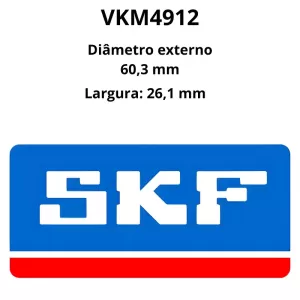 ROLAMENTO TENSOR CORREIA SKF VKM4912 com medidas técnicas de 60,3 mm por 26,1 mm em embalagem original