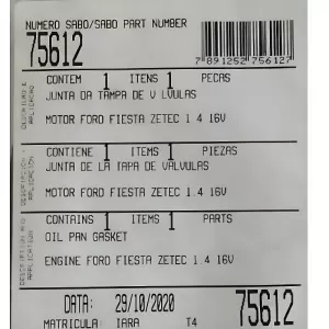 Detalhe da Junta tampa SABÓ 75612 em borracha moldada com vedação uniforme