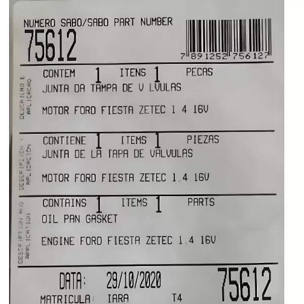 Detalhe da Junta tampa SABÓ 75612 em borracha moldada com vedação uniforme