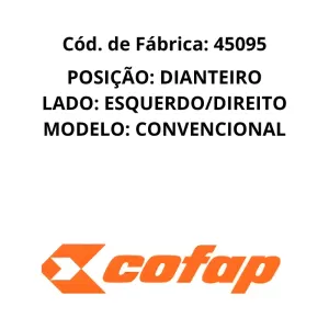 AMORTECEDOR DIANTEIRO COFAP 45095 embalagem original Cofap