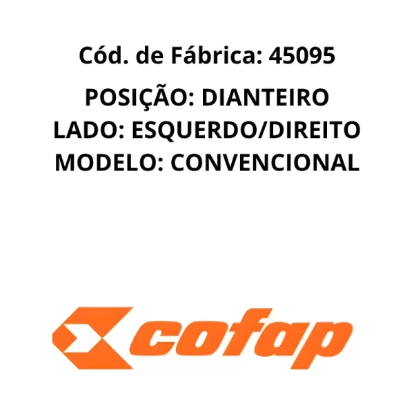 AMORTECEDOR DIANTEIRO COFAP 45095 embalagem original Cofap