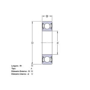 ALT: ROLAMENTO ALTERNADOR SKF 62012RSH medidas técnicas