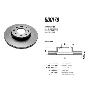 Disco de freio dianteiro Fremax BD0178 alta durabilidade e frenagem segura