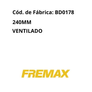 Detalhe técnico do disco de freio Fremax BD0178 com acabamento premium
