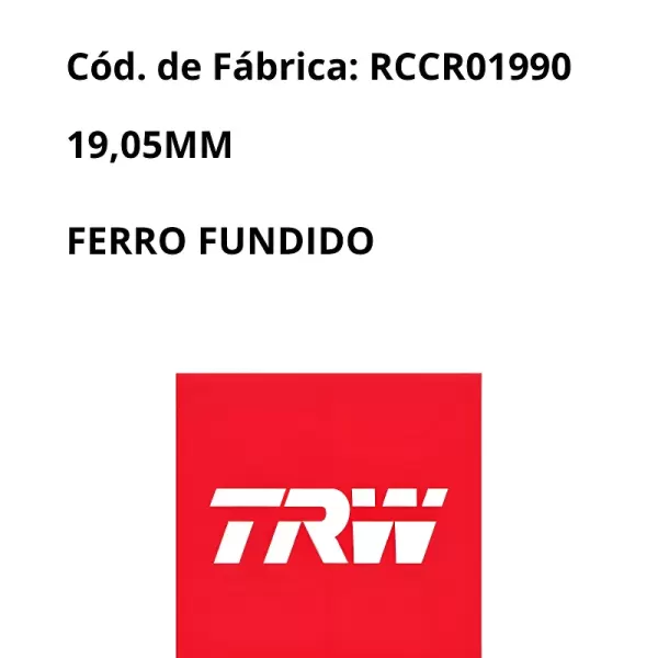 Cilindro Roda TRW/VARGA RCCR01990 em perspectiva mostrando lados esquerdo e direito.