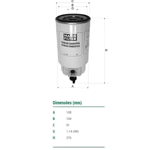 FILTRO SEPARADOR MANN WK1060/1 em vista frontal
