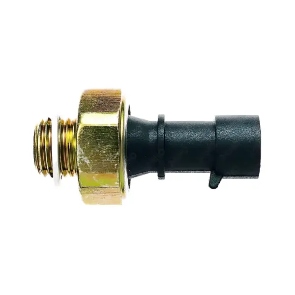 SENSOR ÓLEO 3-RHO 3374 visto em detalhe com conector e acabamento metálico