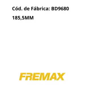 TAMBOR DE FREIO FREMAX BD9680 COM DIÂMETRO 185,5 MM CÓDIGO BD9680