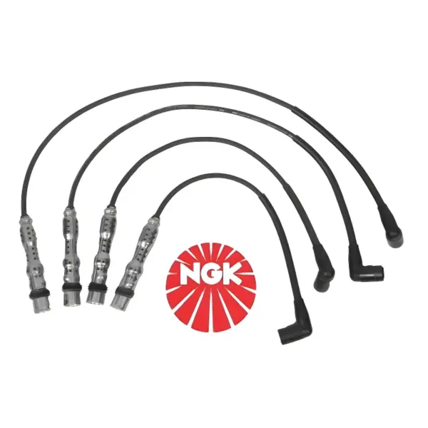 Conjunto CABOS VELA NGK STV25 exposto com logo NGK, modelo resistivo ST para motores Volkswagen.
