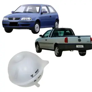 RESERVATÓRIO JAHU 695803 para sistema de arrefecimento Volkswagen Gol Parati Saveiro, peça original com marcação de nível mínimo e máximo