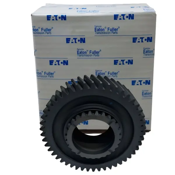 ENGRENAGEM MÉDIA EATON 81340610 com 27 FRESAS e 48 DENTES em frente à embalagem original Eaton Fuller