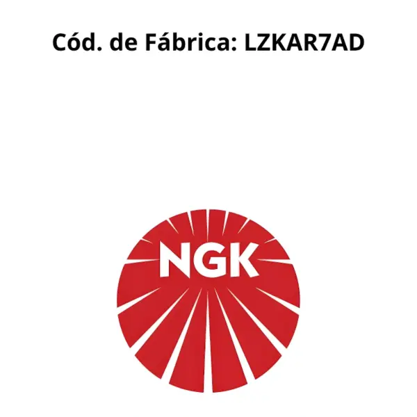 VELAS IGNIÇÃO NGK LZKAR7AD VISTA FRONTAL COM ELETRODO