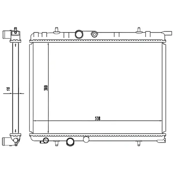 1️⃣ RADIADOR MAGNETI MARELLI RMM1061RPE para Peugeot – vista frontal