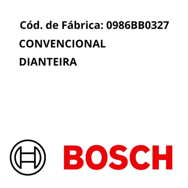 PASTILHA FREIO BOSCH 0986BB0327 PARA HILUX SW4 E PAJERO