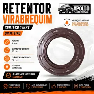 RETENTOR VIRABREQUIM CORTECO 1762V original para manutenção preventiva do motor com alta vedação