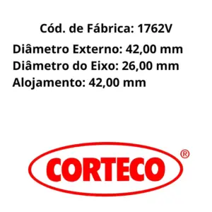 RETENTOR VIRABREQUIM CORTECO 1762V peça de vedação dianteira para Celta Corsa Prisma e outros modelos