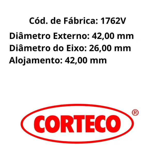 RETENTOR VIRABREQUIM CORTECO 1762V peça de vedação dianteira para Celta Corsa Prisma e outros modelos
