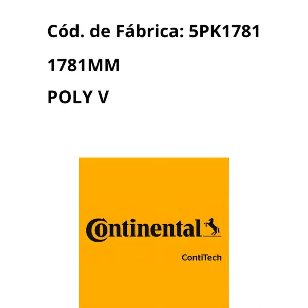 CORREIA ALTERNADOR CONTINENTAL 5PK1781 original CONTINENTAL para Agile Montana 1.4 8V