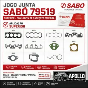 JOGO JUNTA SABÓ 79519 aplicado em Chevrolet Celta Classic Corsa e Prisma