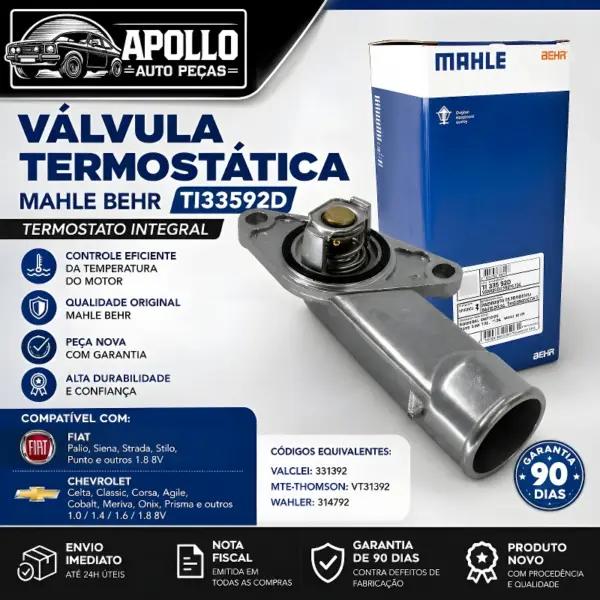 VÁLVULA TERMOSTÁTICA METAL_LEVE PARA FIAT E CHEVROLET