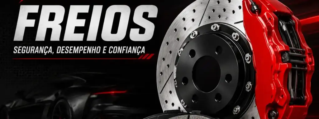 Peças para Freios com disco, pastilhas e pinça de freio em banner automotivo da categoria Freios da Apollo Auto Peças