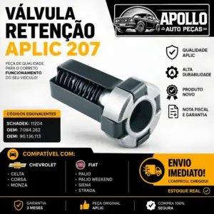 VÁLVULA RETENÇÃO APLIC 207 compatível com modelos Chevrolet e Fiat