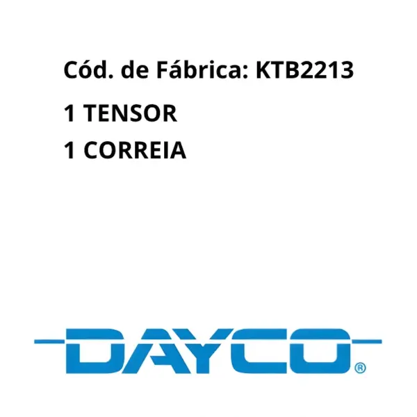 KIT CORREIA DAYCO KTB2213 PARA MANUTENÇÃO DO SINCRONISMO DO MOTOR