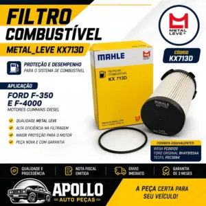FILTRO COMBUSTÍVEL METAL_LEVE KX713D com aplicação em caminhões Ford Diesel