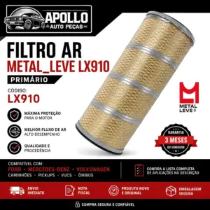 FILTRO AR METAL_LEVE LX910 com qualidade e procedência