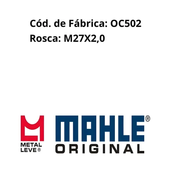 FILTRO METAL LEVE OC502 com rosca M27X2,0 e filtro aparafusado