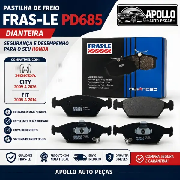 PASTILHA FREIO FRAS_LE PD685 compatível com sistema de freio Teves