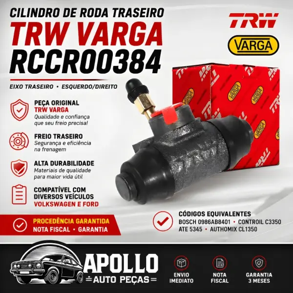 CILINDRO TRW VARGA RCCR00384 compatível com Gol Santana Voyage Saveiro Parati Passat e Versailles