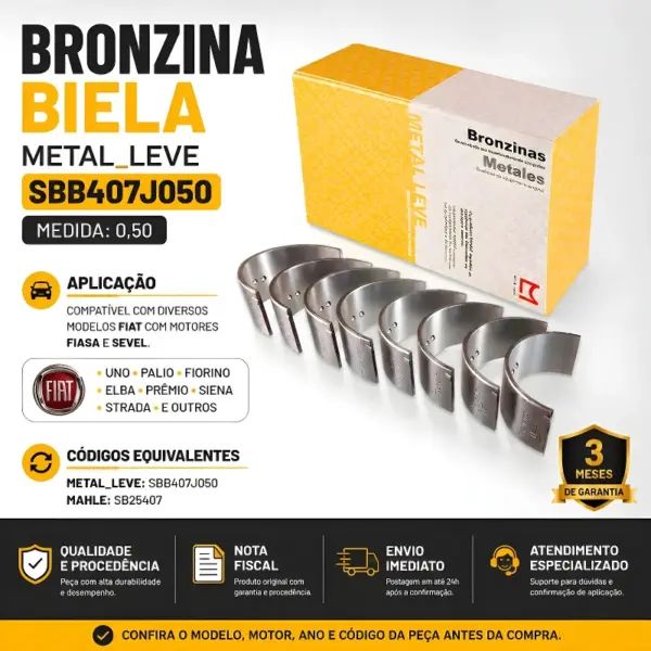 ALT 4: BRONZINA BIELA METAL_LEVE SBB407J050 com qualidade e procedência