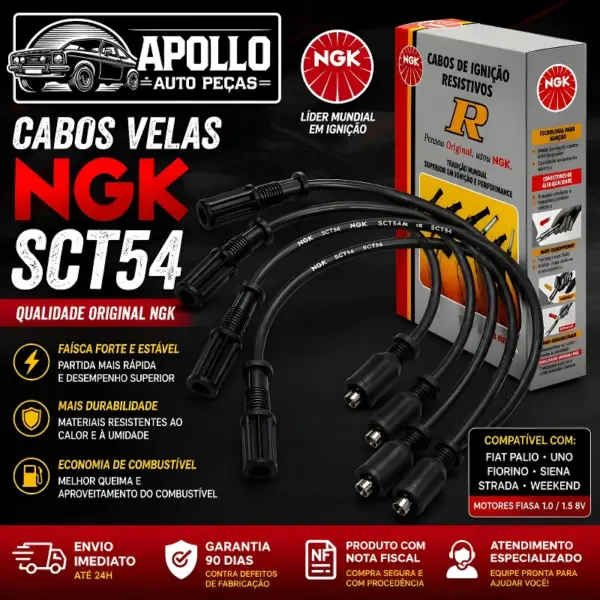 CABOS VELAS NGK SCT54 PARA MOTORES FIASA FIAT